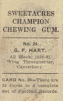 1930 Sweetacres Football Records #24 George Hart Back